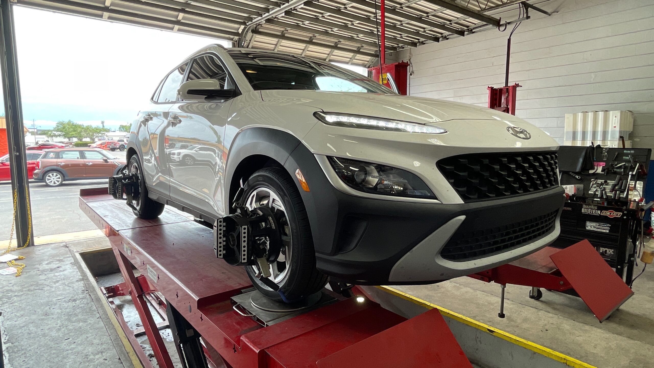 White Hyundai Kona Automotive Alignment Service Repair Fort Myers
