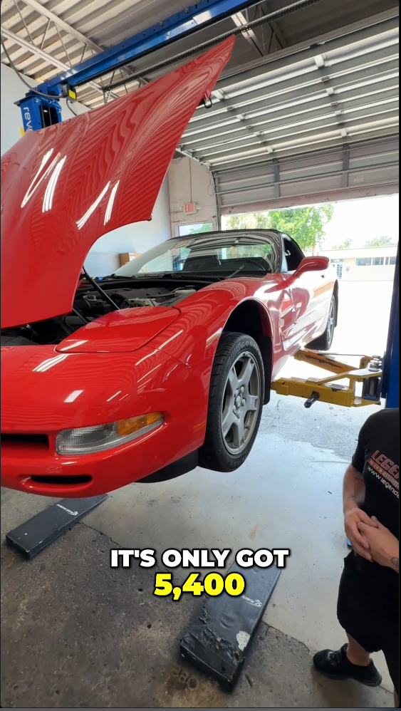 Red Corvette With AC Leak. Jason Labonte Corvette Automotive Technician Specialist. Fort Myers